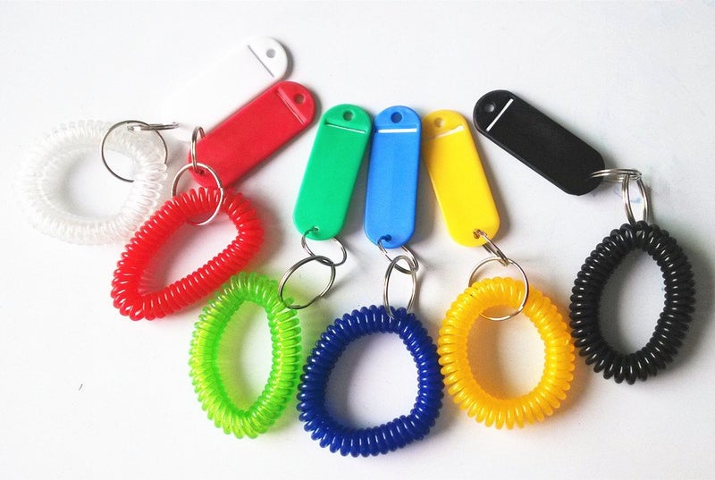 yueton Pack of 6 Colorful Spring Spiral Wrist Coil Key Chain Label, Wrist Band Key Ring Key Tag - Image 2
